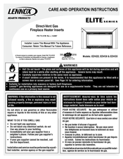 Lennox Hearth Products Elite EDVI25 Care And Operation Instructions Manual