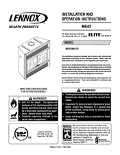 Lennox Hearth Products ELITE ME43BKSP Installation And Operation Instructions Manual