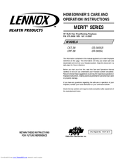 Lennox Hearth Products MERIT CR-3835R Homeowner's Care And Operation Instructions Manual