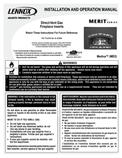 Lennox Hearth Products Medina Merit Series Installation And Operation Manual