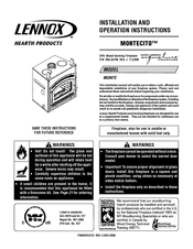 Lennox Hearth Products MONTECITO MONTE Installation And Operation Instructions Manual
