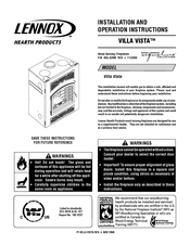 Lennox Hearth Products Villa Vista Installation & Operation Manual