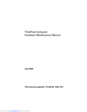 Lenovo ThinkPad G40 Series Hardware Maintenance Manual
