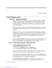 Lenovo ThinkPad 45N3558 Regulatory Notice