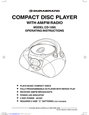 Durabrand CD-1095 Operating Instructions Manual