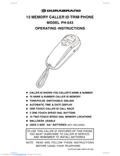Durabrand PH-543 Operating Instructions Manual