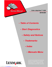 Lexmark Color Jetprinter 1020 Service Manual
