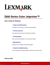 Lexmark 18K6000 - Z 615 Color Inkjet Printer User Manual