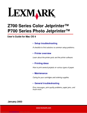 Lexmark Photo Jetprinter P700 Series User Manual