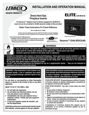 Lennox Hearth Products Elite RDV40 Installation And Operation Manual