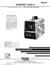 Lincoln Electric INVERTEC V250-S Operator's Manual