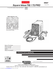 Lincoln Electric Square Wave TIG 175 PRO IM687 Operator's Manual