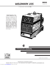 Lincoln Electric WELDMARK IM806 Operator's Manual