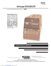 Lincoln Electric VANTAGE 500 DEUTZ IM805 Operator's Manual