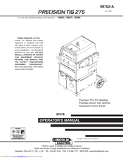 Lincoln Electric PRECISION TIG 275 IM702-A Operator's Manual