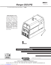 Lincoln Electric RANGER 250 LPG IM931 Operator's Manual