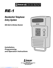 Linear RE-1N Installation, Programming And Operation Instructions