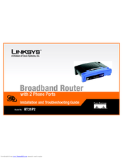 Linksys RT31P2 - Broadband Router Installation And Troubleshooting Manual