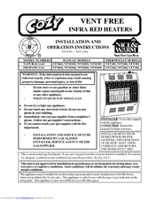 COZY VFT201 and Installation And Operation Instructions Manual
