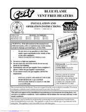 COZY BFT201 and Installation And Operation Instructions Manual