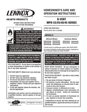 Lennox Hearth Products MPB3328CPM Homeowner's Care And Operation Instructions Manual