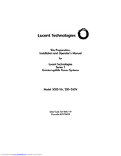 Lucent Technologies Uninterruptible Power Systems 3000 VA Installation And Operator's Manual