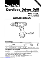 Makita CORDLESS DRIVER DRILL 6222DE Instruction Manual