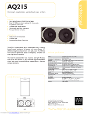 Martin Audio Architectual AQ215 Technical Specifications