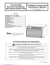 Maytag Thru-the-Wall Room Air Conditioner Installation And Owner's Manual