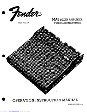 Fender MA6 Operating Instructions Manual