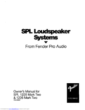 Fender SPL 1225 Owner's Manual