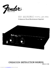 Fender SRA 400 Operating Instructions Manual