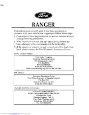 Ford 1996 ranger Owner's Manual
