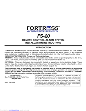 Crimestopper Fortress FS-20 Installation Instructions Manual
