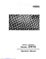 Fostex 2412 Operation Manual