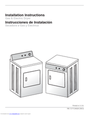 Frigidaire FRE5714KW - 5.7 cu. Ft. Electric Dryer Installation Instructions Manual