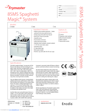 Frymaster 8BC Spaghetti Magic Specifications