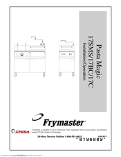 Frymaster PASTAMAGIC 17SMS Installation & Operation Manual