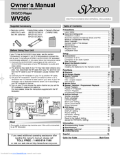 SV2000 WV205 Owner's Manual
