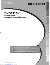 Philco DVD/CD Player with Video Cassette Recorder DVD3315V Owner's Manual