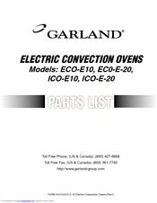 Garland Sunfire ICO-E-20 Parts List