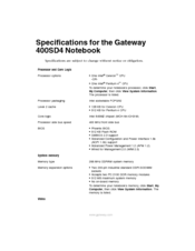 Gateway Solo 2100 Specifications