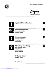 GE DRYER DWLR473ET Owner's Manual