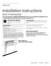 GE Built-In Dishwasher Installation Instructions Manual