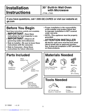GE Profile JT965SKSS Installation Instructions Manual