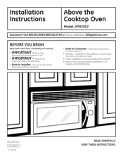 GE JVM2052DNWW - Spacemaker Series Microwave Oven Installation Instructions Manual