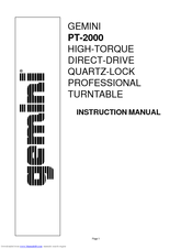 Gemini PT-2000 Instruction Manual