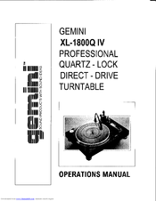 Gemini XL-1800Q IV Operation Manual