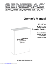Generac Power Systems 004678-2 Owner's Manual