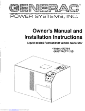Generac Power Systems QuietPact 75D Owner's Manual And Installation Instructions